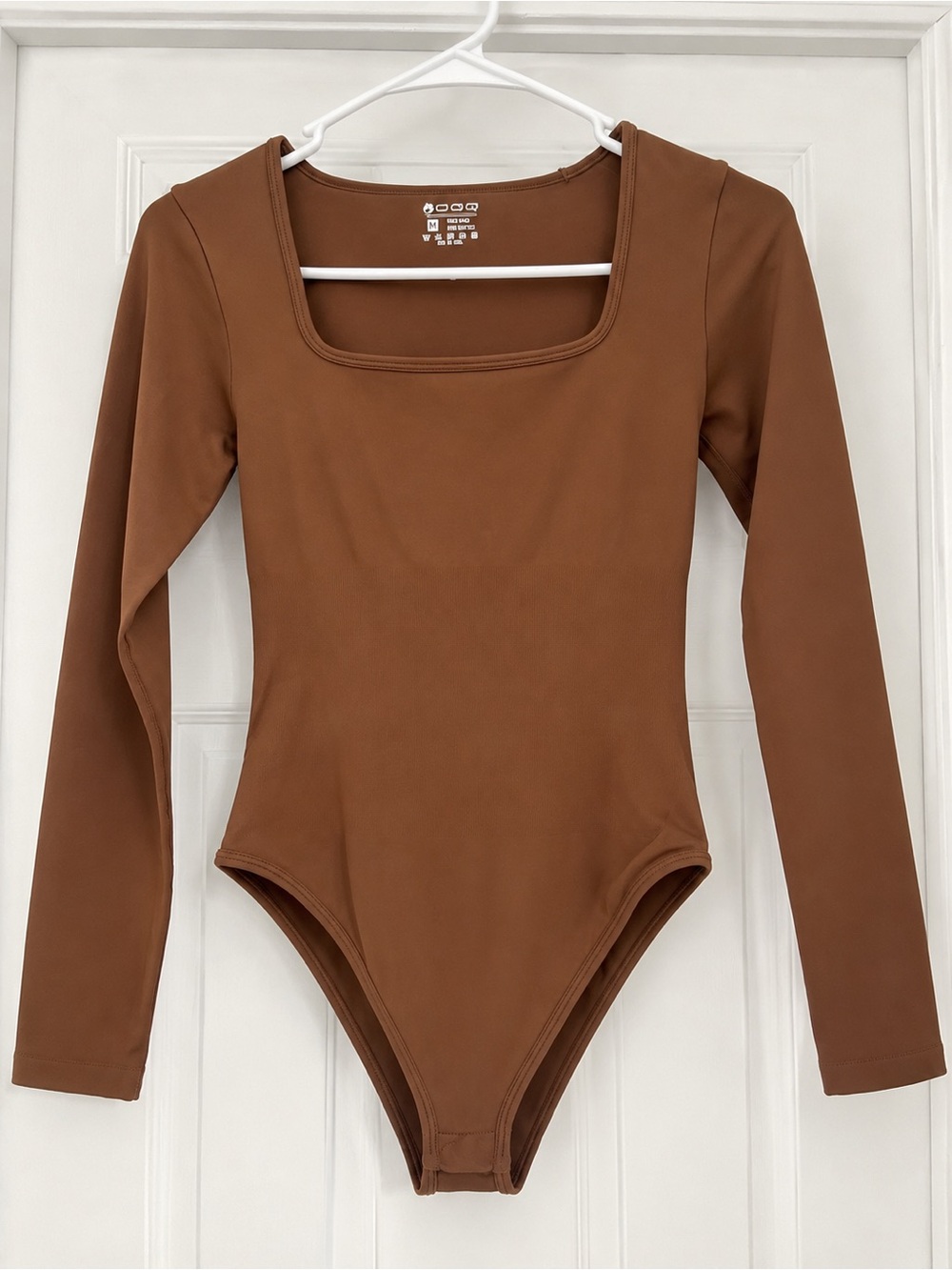 Long Sleeve Square Neck Bodysuit in Brown! Never worn